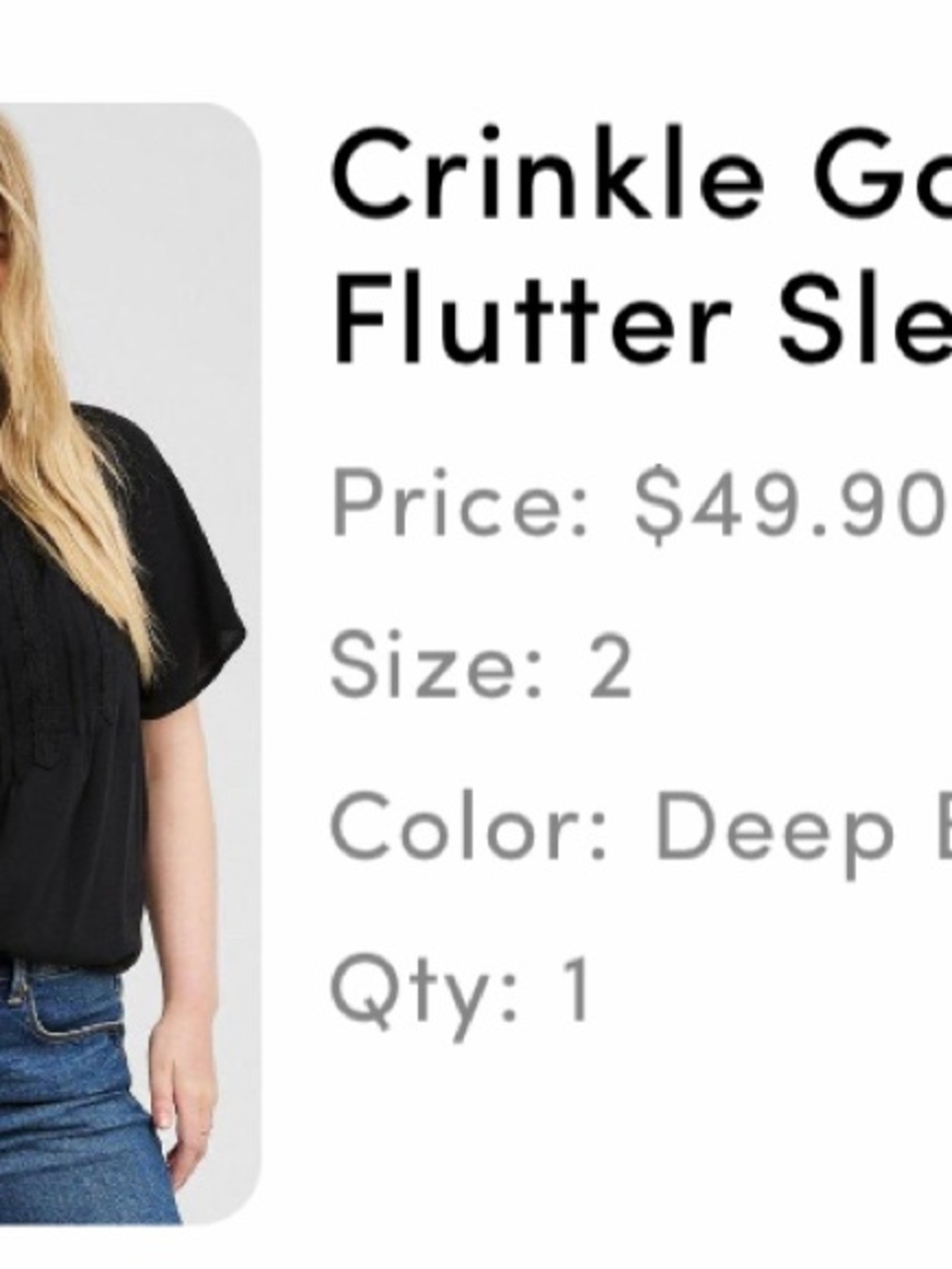 torrid Black Crinkle Gauze Flutter Sleeve Top